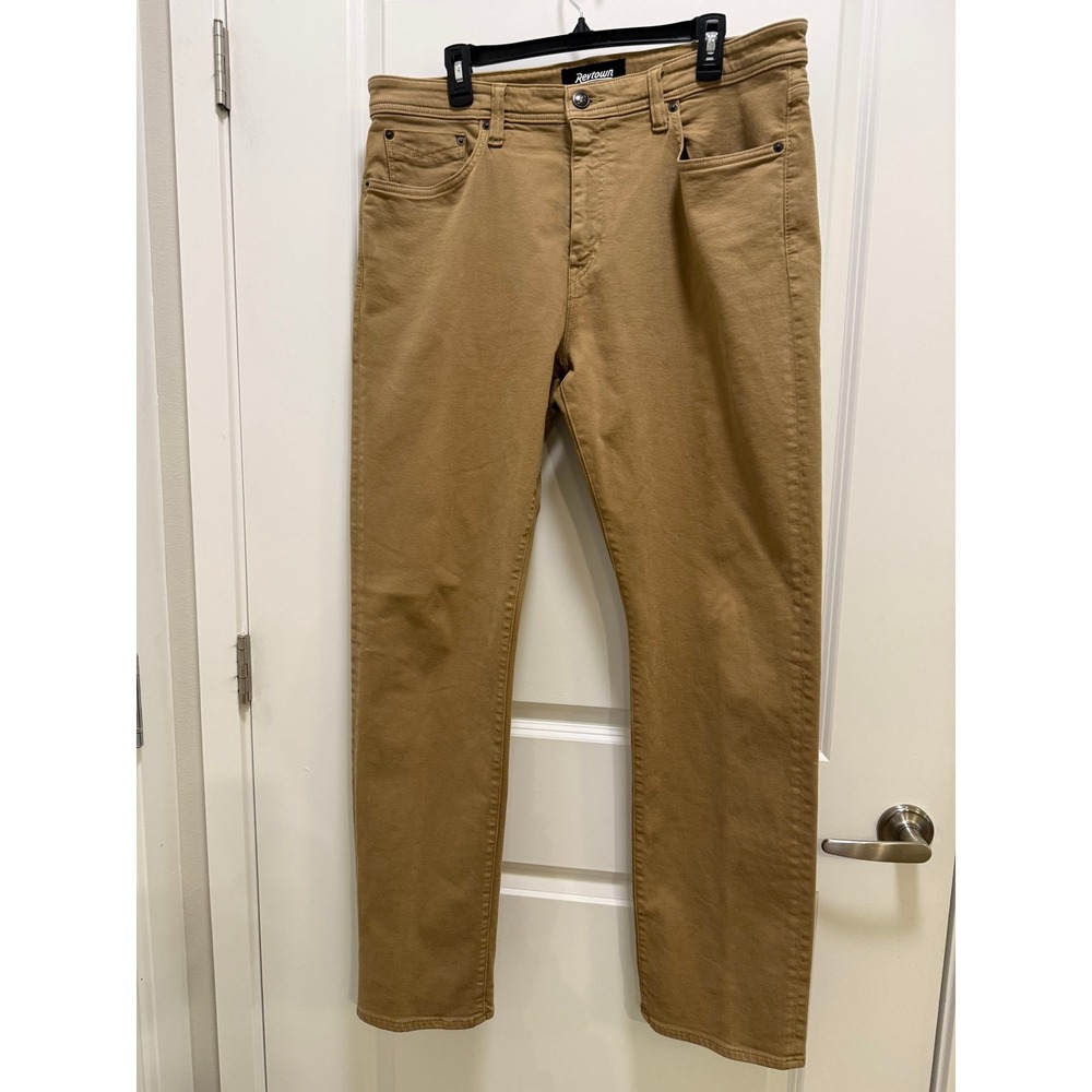 Revtown Decade Denim The Automatic Khaki Tan Straight Leg Jeans Mens 38x32